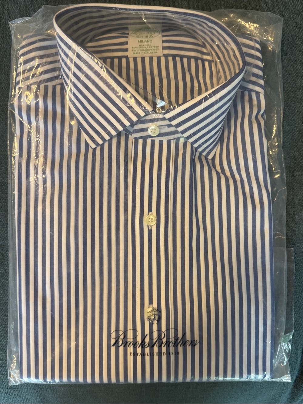 Brooks Brothers Men’s Navy and White Striped Dress Shirt